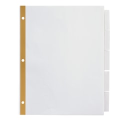 Office Depot Brand Insertable Dividers With Big Tabs, White, Clear Tabs, 5-Tab