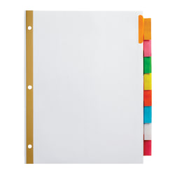 Office Depot® Brand Insertable Dividers With Big Tabs, White, Assorted Colors, 8-Tab
