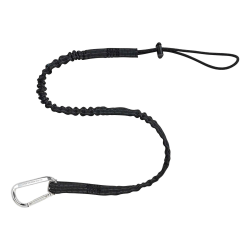 Ergodyne Squids 3100 Extended Single-Carabiner Tool Lanyards, 10 Lb, 54", Black, Pack Of 6 Lanyards