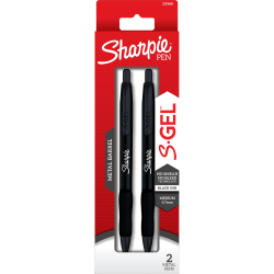 Sharpie® S-Gel Pens, Medium Point, 0.7 mm, Black Barrels, Black Ink, Pack Of 2 Pens