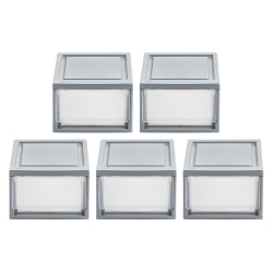 Iris® Stackable Storage Bins With Drawers, 5-7/16"H x 8-1/2"W x 13-1/8", Gray, Set Of 5 Bins