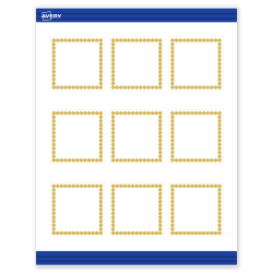 Avery® Print-To-The-Edge Cards With Sure Feed® Technology, S00-DJF-PRMWC10, Square, 2-1/2" x 2-1/2", Matte White, Preprinted Gold Beads Design, Pack Of 90
