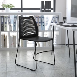 Flash Furniture HERCULES Series Sled-Base Stack Chair With Air-Vent Back, Black
