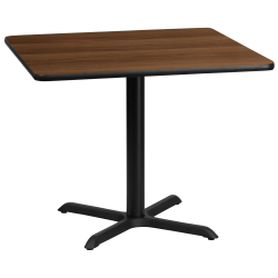 Flash Furniture Square Laminate Table Top With Table Height Base, 31-3/16"H x 36"W x 36"D, Walnut