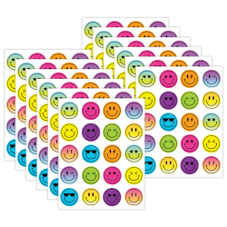 Teacher Created Resources Stickers, Brights 4Ever Smiley Faces, 120 Stickers Per Pack, Set Of 12 Packs