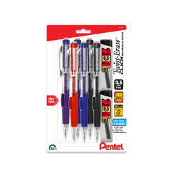 Pentel® Twist-Erase® CLICK Mechanical Pencils, Fine Point, 0.5mm,  Assorted Barrels, Pack of 6, 2 Lead Refills