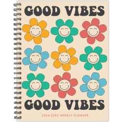 2024-2025 Willow Creek Press Weekly/Monthly Planner, 6-1/2" x 8-1/2", Good Vibes, July To June, 46241
