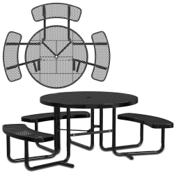 Leisure Craft Round ADA Outdoor Picnic Table, 29-1/4"H x 63-1/2"W x 81"D, Black