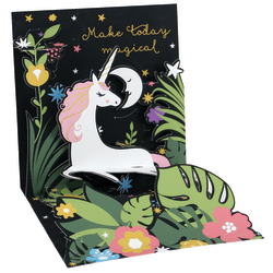 Up With Paper Everyday Pop-Up Greeting Card With Envelope, Half Fold, 4-1/2" x 4-1/2", Friendly Unicorn