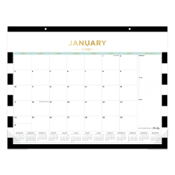 2027 Blue Sky Rugby Stripe Black Monthly Desk Pad Planning Calendar, 22x17, 0%, Rugby Stripe Black, Jan-Dec, RY27