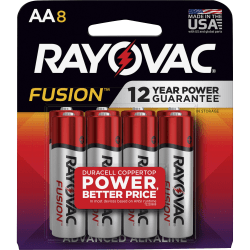 Rayovac Fusion Advanced Alkaline AA Batteries - For Digital Camera, Toy - AA - 8 / Pack