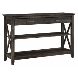 Bush Furniture Key West Console Table With Drawers And Shelves, Dark Gray Hickory, Standard Delivery