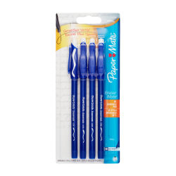 Paper Mate® EraserMate® Pens, Medium Point, 1.0 mm, Blue Barrel, Blue Ink, Pack Of 4