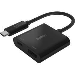 Belkin USB-C to HDMI + Charge Adapter - 1 x Type C USB Male - 1 x HDMI Digital Audio/Video Female, 1 x USB Type C Power Female - 3840 x 2160 Supported