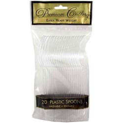 JAM PAPER Premium Utensils Party Pack, Plastic Spoons, Clear, 20 Disposable Spoons/Box