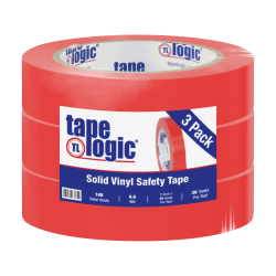 BOX Packaging Solid Vinyl Safety Tape, 3" Core, 1" x 36 Yd., Red, Case Of 3