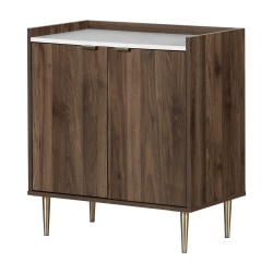 South Shore Hype 29"W Storage Cabinet, Natural Walnut/Faux Carrara Marble