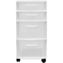 Inval Rolling Storage Cart, 4 Drawers, 25-1/2" x 12-1/2", White