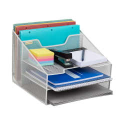 Mind Reader Desktop Vertical Paper Tray Organizer, 9-1/2" H x 11-1/2" W x 12-1/2" D, White