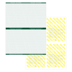 Medicaid-Compliant High-Security Perforated Laser Prescription Forms, 1/4-Sheet, 4-Up, 8-1/2" x 11", Green, Pack Of 500 Sheets