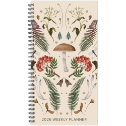 2026 Willow Creek Press Weekly/Monthly Spiral Pocket Planner, 3-1/2" x 6-1/2", Woodland Mushroom, January To December, 57360