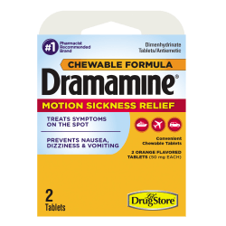 Dramamine Motion Sickness Tablets, Orange Flavor, 50mg, Pack Of 2 Tablets