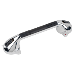 HealthSmart® Suction Cup Grab Bar With Germ Protection, 16"H x 2"W x 3 1/2"D, Chrome