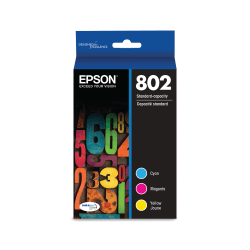 Epson® 802 DuraBrite® Cyan, Magenta, Yellow Ink Cartridges, Pack Of 3, T802520-S