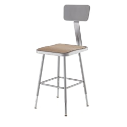 National Public Seating Hardboard Adjustable Height Task Stools With Backs, 19"H-26"H, Gray/Brown, Pack Of 2 Stools