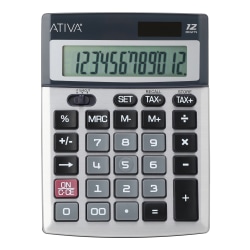 Ativa® 12-Digit Desktop Calculator, Silver/Black