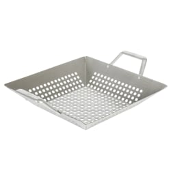 Martha Stewart Amber Cast Aluminum Square BBQ Grill Topper With Handles, 12", Silver