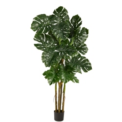 Nearly Natural Monstera 72"H Artificial Tree With Planter, 72"H x 22"W x 18"D, Green/Black