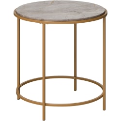 Sauder® International Lux Round Side Table, 22-1/4"H x 22"W x 22"D, Taupe Gray Deco Stone/Satin Gold