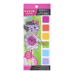 Vivid by Brea Reese Watercolor Bookmark Pad Kit, Retro Cat Clock, Total Qty 1