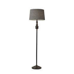 Adesso® Simplee Charles Floor Lamp, 60"H, Dark Herringbone Shade/Black Base