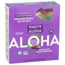 Aloha Plant Protein Bars, Organic Chocolate Fudge Brownie, 1.9 Oz, Total Qty 12