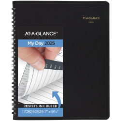2025 AT-A-GLANCE® 24-Hour Daily Appointment Book Planner, 7" x 8-3/4", Black, January To December, 7082405