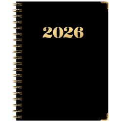 2025-2026 Global Excello Brands Hardcover Fashion Weekly/Monthly Planner, 8-1/2" x 11", Black Gold Numbers, November 2025 To December 2026
