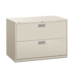 HON® Brigade® 600 42"W x 18"D Lateral 2-Drawer File Cabinet, Light Gray