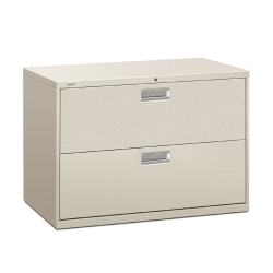 HON® Brigade® 600 42"W Lateral 2-Drawer File Cabinet, Metal, Light Gray