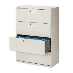 HON® Brigade® 600 42"W x 18"D Lateral 4-Drawer File Cabinet, Light Gray