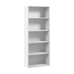 Bush Business Furniture Hustle Tall 5-Shelf Bookcase, White, Standard Delivery