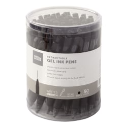 Office Depot® Brand Callisto Retractable Gel Ink Pens, Medium Point, 0.7 mm, Black Barrels, Black Ink, Pack Of 50 Pens
