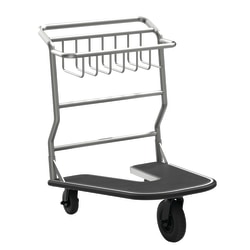 Suncast Commercial Nesting Luggage Cart, Rubber Bottom, 37-1/2"H x 27"W x 27"D, Silver