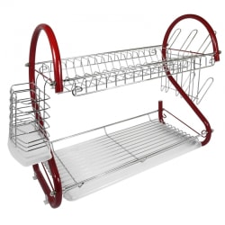 Better Chef DR-165R 2-Tier Chrome-Plated Dish Rack, 16", Red