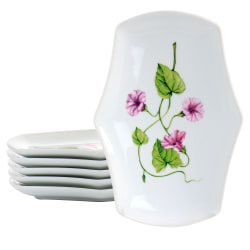 Martha Stewart Botanical Garden 6-Piece Fine Ceramic Serving Platter Set, 9", White