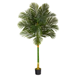 Nearly Natural Golden Cane Palm 72"H Artificial Plant With Planter, 72"H x 22"W x 22"D, Green/Black