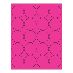 Tape Logic® Round Labels For Inkjet/Laser Printers, LL197PK, 2", Fluorescent Pink, Pack Of 2,000 Labels