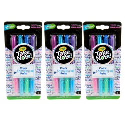 Crayola Take Note! Dual Ended Color Changing Pens, 4 Per Pack, Set Of 3 Packs