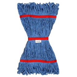 Alpine Industries Cotton Loop-End Mop Heads With 1" Head And Tail Bands, 16 Oz, Blue/Red, Set Of 12 Heads